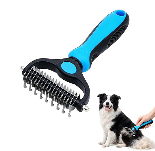 Nolaras Dog Grooming Tool, Professional Deshedding Tool Dogs & Cats - Gentle, Efficient & Fur, Pet Grooming Brush, Dog & Cat Grooming Tool，Blue：Large