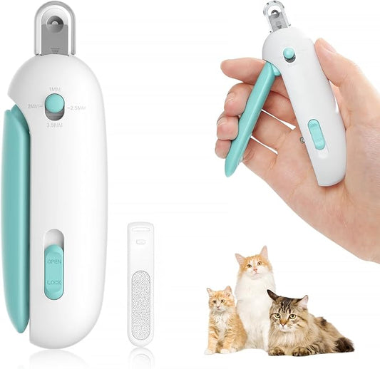 Petgravity Cat Nail Clipper, Adjustable 3-Size Trimming Hole with Hidden Nail File Anti-Splash Claw Trimmer, Safe Nail Clipping Grooming Tool Claw Clipper for Cats Kitten