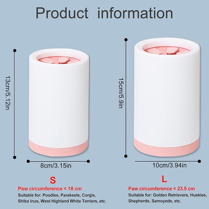 Dog Paw Cleaner, Portable Pet Paw Cleaner,Dog Foot Washer Massager, Comfortable Silicone Pet Cleaning Brush Cup with Towel for Dogs Cats Massage Grooming Dirty Claws (L, Pink)
