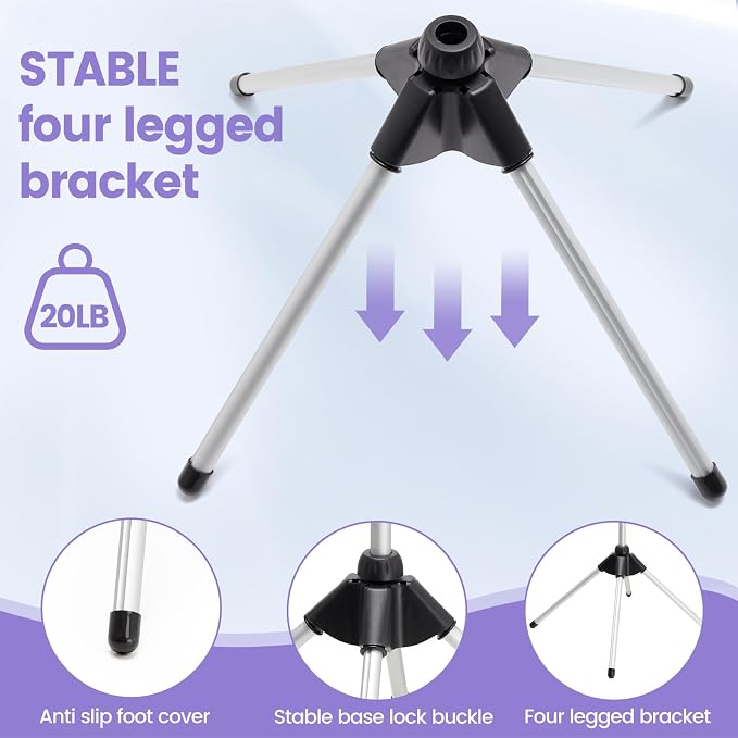 Adjustable Hair Dryer Stand, 29-59 Inch Hair Dryer Holder with Tripod and Universal Clip, 360-Degree Rotating Blow Dryer Stand for Bathroom, Vanity, Makeup Roo, black