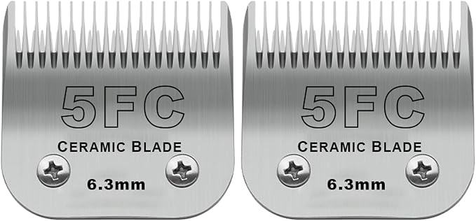 5FC Detachable Dog Blades Compatible with Andis/Oster A5 Grooming | Compatible with wahl km10 dog clipper,Cut Length 1/4”(6.3mm),Made of Ceramic Blade & Stainless Steel Blade,2 PACK