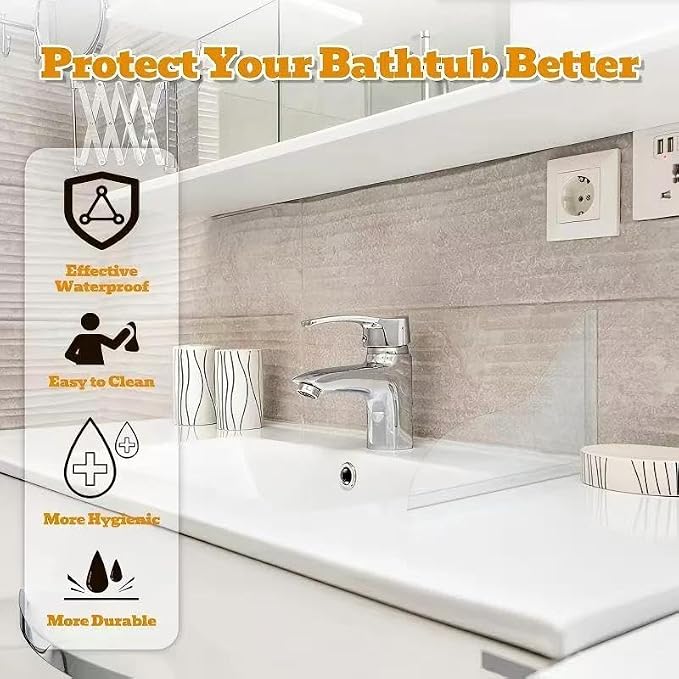 2 Pack Large Shower Splash Guards for Bathtub, Upgraded 8.6 x 7.6 Inch Corner Water Blockers, Waterproof Bath Accessories to Prevent Splashing, Multi-Use for Bathtubs, Sinks & Washbasins