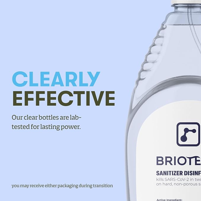 BRIOTECH Sanitizer Disinfectant Hypochlorous Spray, Kill 99.99% of Viruses & Bacteria, Control Mold, Eliminate Odor, Gentle for Nursery & Play Rooms, Food Contact Surface Sanitizer, 8.5 fl oz