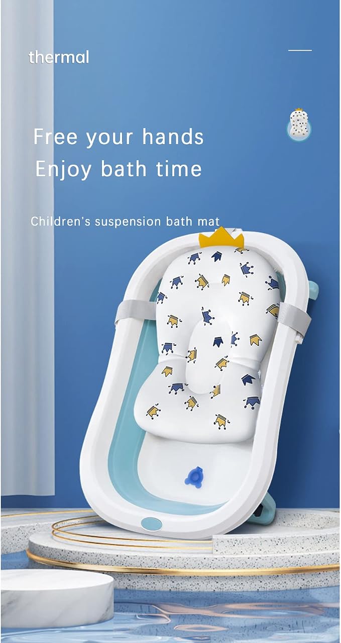 Baby Bath Cushion Pad Newborn Bathtub Mat Infant Bath Supporter Net Baby Bathtub Pillow Non-Slip Floating Bathing Tub Seat (White Star, 28cm*43cm*26cm)