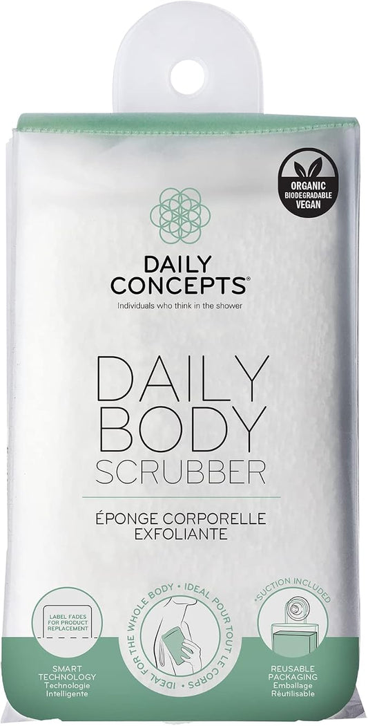 DAILY CONCEPTS Daily Body Scrubber, Soy-Based and Organic Cotton. for The Whole Body. The Bath Sponge Deeply Cleanses The Skin and Creates A Rich Foamy Lather. Exfoliation
