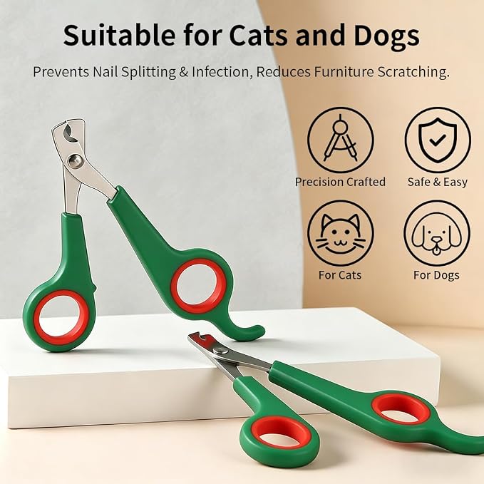 Pet Nail Clippers for Dogs and Cats,Safety Guard Dog Nail Trimmer,Professional Cat Nail Clippers with Quick Sensor,Sharp & Comfort-Grip Puppy Nail Cutter for Small Medium Large Pets (Green)