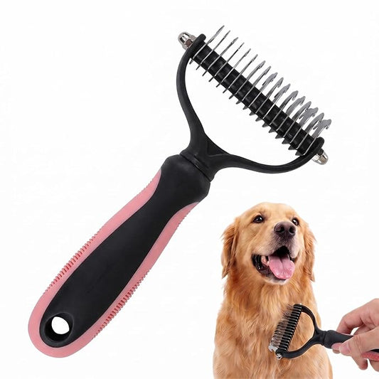 Double-Sided Pet Grooming Brush, Pro Tool For Dogs Shedding Stainless Steel Dual Tooth Undercoat Rake Detangling Comb Ergonomic Pet Grooming Brush (Orange, 1PCS)