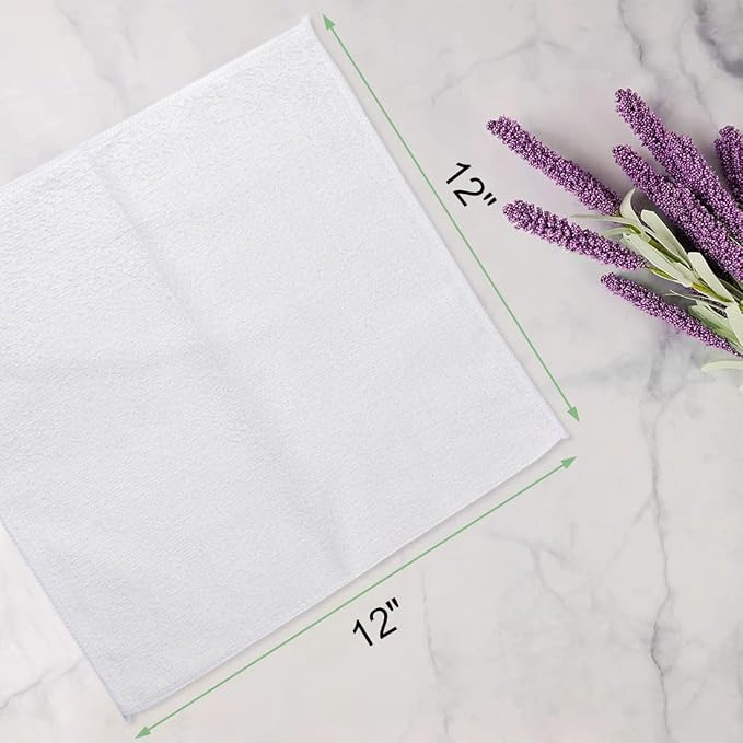 UNIMADE Washcloths Bulk - 400 Pack - Face Towels (12" x 12"), Highly Soft Wash Cloths and Hand Towels, Fast Drying Multi-Purpose Microfiber Cleansing Cloths for Bathroom, Hotel, Spa, and Salon - White