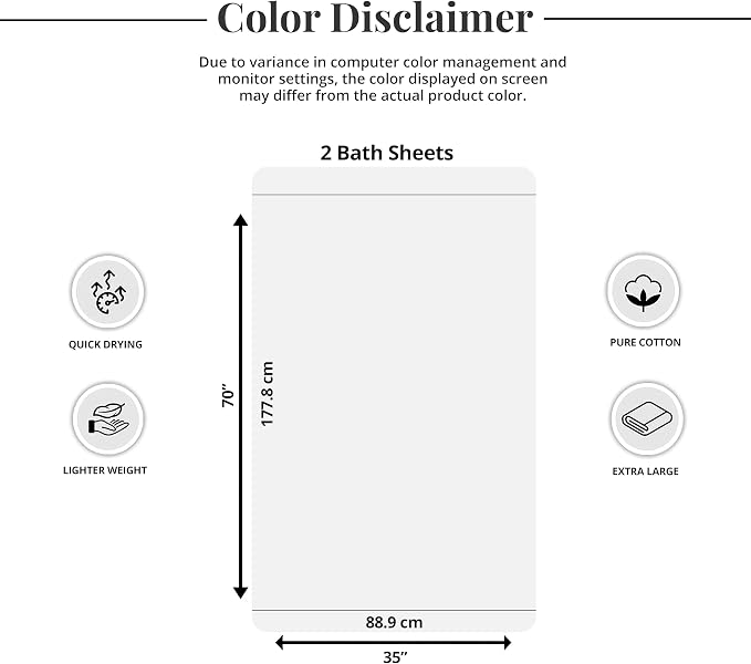 Tens Towels Pack of 2 Extra Large Bath Sheets 35 x 70 Inches, 100% Cotton, Larger & Lighter Weight, Quicker to Dry, Super Soft & Absorbent, Oversized Bath Towels, Blue