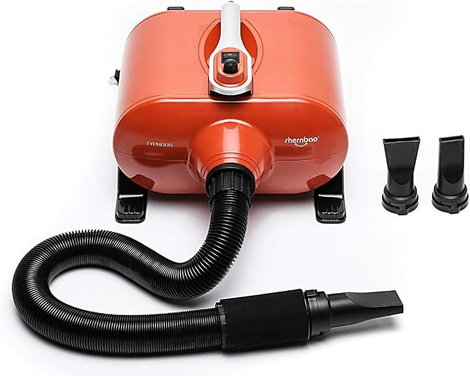 shernbao High Velocity Professional Dog Pet Grooming Hair Drying Force Dryer Blower 6.0HP (DHD-2400F) | 6.0HP powerful blower force dryer, professional pet hair drying machine for dogs, orange color, model DHD-2400F