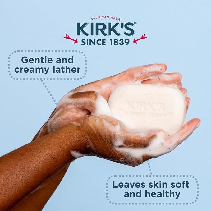 Kirk's Castile Bar Soap, Original Fresh Scent - Clinically Tested, Safe for Sensitive Skin with Coconut Oil, Vegan and Non-GMO - 4 oz Bars, 24 Pack and Fragrance Free Travel Bar