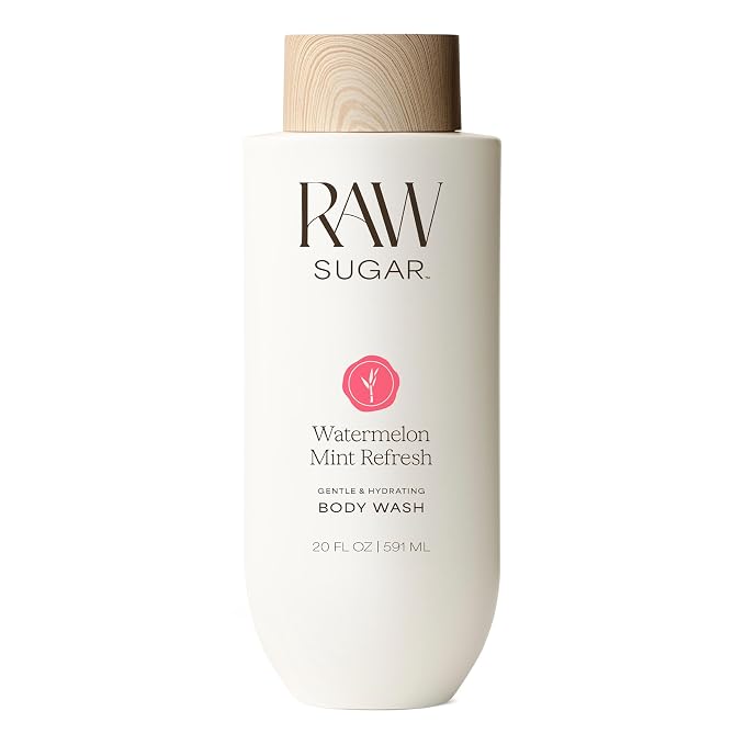 RAW SUGAR Watermelon Mint Refresh Gentle & Hydrating Body Wash, 20 Fl Oz (Pack of 1), Moisturizing & Refreshing Bath & Shower Gel, Vegan, Formulated without SLS/SLES & Parabens