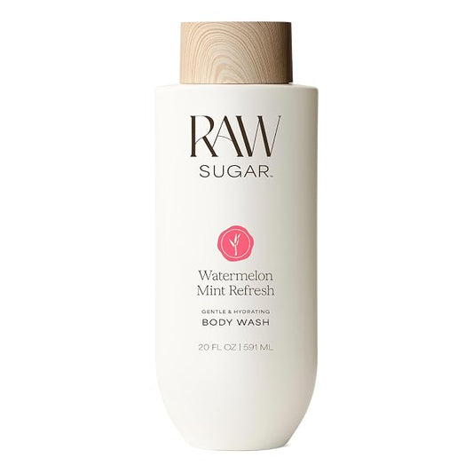 RAW SUGAR Watermelon Mint Refresh Gentle & Hydrating Body Wash, 20 Fl Oz (Pack of 1), Moisturizing & Refreshing Bath & Shower Gel, Vegan, Formulated without SLS/SLES & Parabens