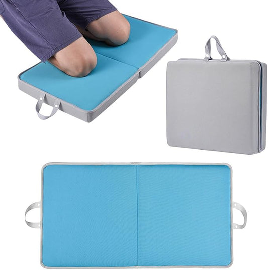 Folding Extra Thick Foam Garden Kneeling Pad, 4.5cm Memory Foam Lightweight & Portable with Handles for Gardening Yoga Bath Kneeler Pad Seat Cushion Indoor & Outdoor Support for Men Women (Sky Blue)
