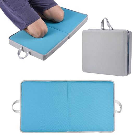 Folding Extra Thick Foam Garden Kneeling Pad, 4.5cm Memory Foam Lightweight & Portable with Handles for Gardening Yoga Bath Kneeler Pad Seat Cushion Indoor & Outdoor Support for Men Women (Dark)