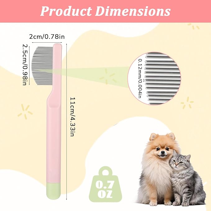 Sibba Stainless Steel Dog Eye Comb Pet Facial Grooming Comb for Pet Facial & Paw Grooming Dog Flea Combs Cat Groomings Kit Stress-free Tear Stain Remover for Dogs & Cat Fit Yorkie, Shih Tzu, Maltese