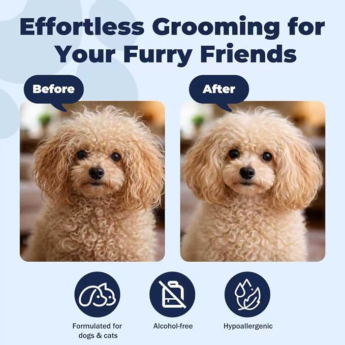 Dog Detangler Spray – Doodle Detangler Spray Leave-in Conditioner, Dematting Spray for Dogs, Cat & Dog Matted Fur Remover Grooming Spray, Removes Tangles & Odors, Poodle Tangle Remover – 6.8oz