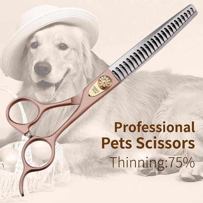 Thinning Shears for Dogs and Cats Rose Gold Pet Grooming Scissors Chunkers Shears 440C Stainless Steel Professional Dog Trimming Scissors 8''