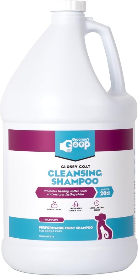 Groomer’s Goop Glossy Coat Cleansing Pet Shampoo - Deep Cleansing Formula Enhances Shine & Luster in Dog & Cat Coats, Moisturizes Skin, Rich Lather - 1 Gallon