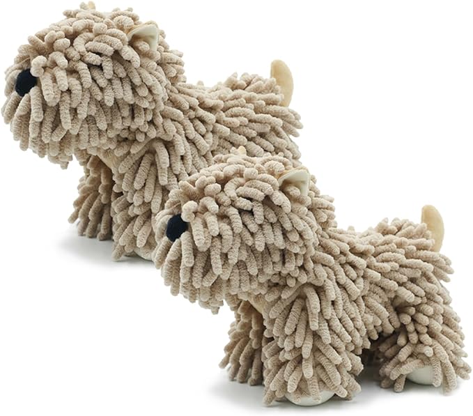Cute Dog Chenille Hand Towel, 3D Puppy Hangable Fuzzy Ball Hand Towel Microfiber Super Soft Absorbent Bathroom & Kitchen Towels with Hanging Loop, Can Be Placed on the Sink Countertop (Khaki+Khaki)
