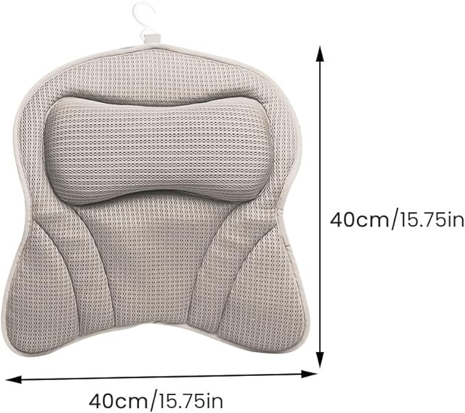 Bath Pillow 4D Bath Tub Pillows for Head Tub Pillow for Bathtub with 6 Non-Slip Suction Cups Bathtub Headrest Cushion Fits All Bathtubs(Color:Grey)