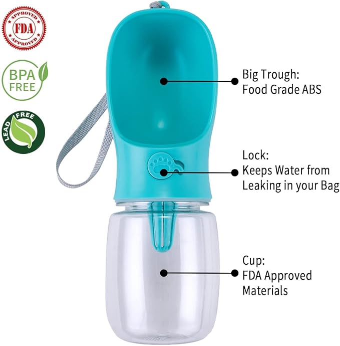 Pak Pooch Pack - Retractable Leash, Water Bottle, Paw Cleaner, Poop Bags - Small Dog Leash, Portable Dog Water Bottle