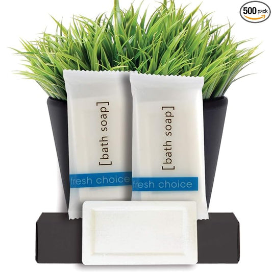 Bulk Hotel Soap, Individually Wrapped Bar Soaps, Mini Trial Size Toiletries, Bath Body Hand Soap for Vacation Rentals and Motel Guest Bathroom, 0.85 oz, Pack of 500
