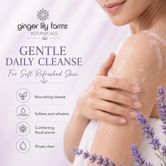 Ginger Lily Farms Botanicals Nourishing Body Wash, 100% Vegan & Cruelty-Free, Lavender Chamomile Scent, 16.9 Fl Oz (Pack of 6)