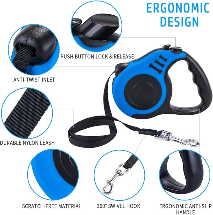 Pak Pooch Pack - Retractable Leash, Water Bottle, Paw Cleaner, Poop Bags - Small Dog Leash, Portable Dog Water Bottle