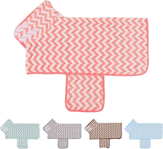 Dog Bathrobe and Drying Towel, Super Absorbent Microfiber Pet Drying Robe, Soft Coral Fleece Puppy Bath Coat with Adjustable Fastener, Easy-to-Put-On Dog Towel (Pink, L)