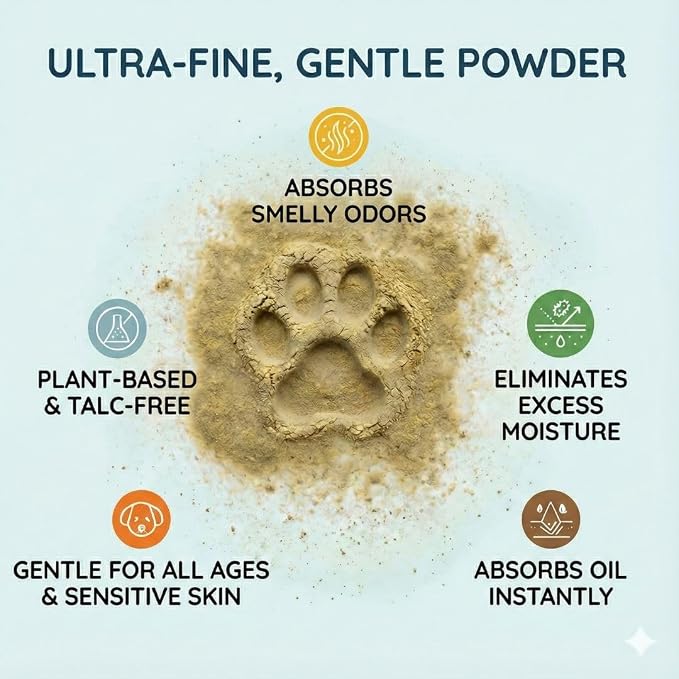 Fluff Dust Dry Shampoo for Dogs, Waterless Dog Shampoo & Pet Deodorizer for Smelly Dogs, Natural Formula, Made in Hawaii USA, 60 Grams