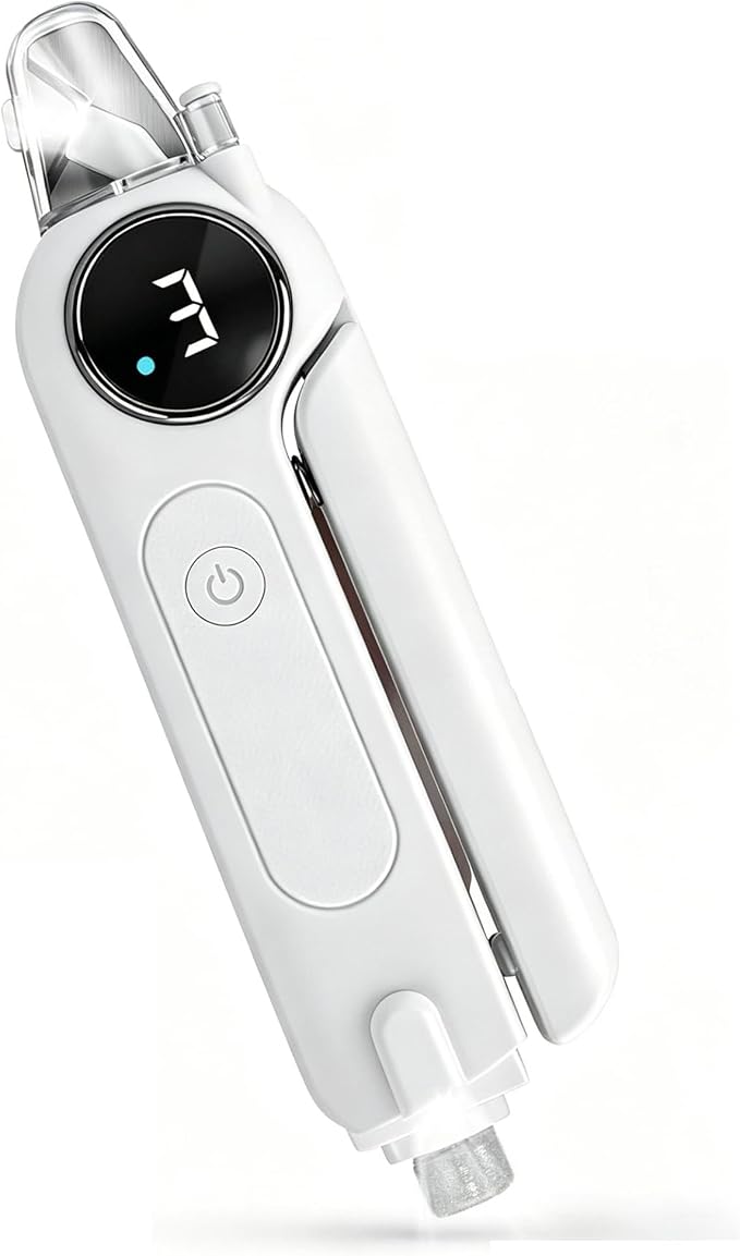 2 in 1 Dog Nail Clippers & Grinder with Light, Quiet Electric Cat Nail Trimmer for Large Medium Small Dogs & Cats, 3 Speeds, Rechargeable, Splash Guard & Safety Lock, Painless Grooming Tool (White)