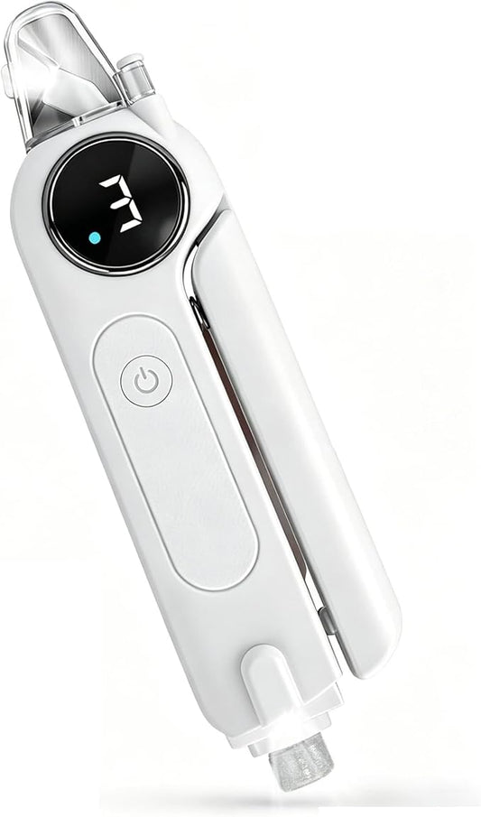 2 in 1 Dog Nail Clippers & Grinder with Light, Quiet Electric Cat Nail Trimmer for Large Medium Small Dogs & Cats, 3 Speeds, Rechargeable, Splash Guard & Safety Lock, Painless Grooming Tool (White)