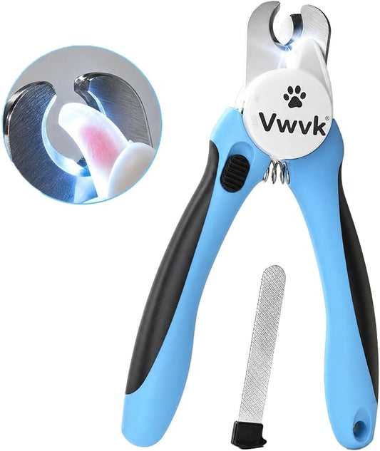 Dog Nail Clippers with Light, Professional Toenail Clippers for Thick Toenails, LED Illuminated Pet Nail Trimmer to See Bloodline, Safety Guard & Blade Lock, for Dogs & Cats