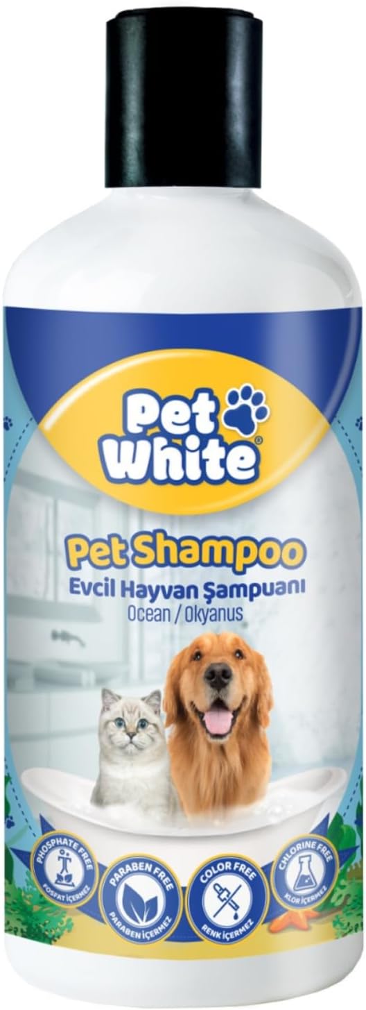 Pet White Dog Shampoo, Ocean Scent, Deodorizing & Nourishing Formula for Dogs & Cats, 16.9 Fl Oz
