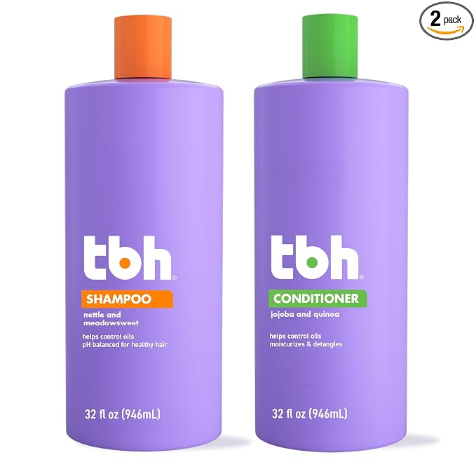 TBH Kids & Teen Shampoo and Conditioner Set – Sulfate & Paraben Free, Lightweight & Hydrating Hair Care for All Hair Types – 2-Pack, 32 oz Each