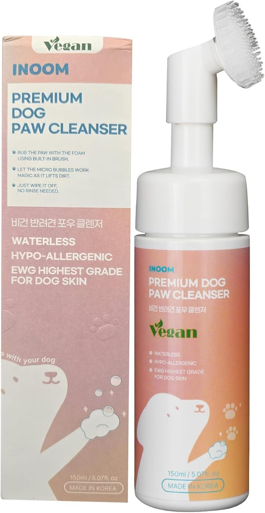 Korean Vegan Dog Paw Cleaner 150ml – Waterless Paw Cleanser with Silicone Brush – Perfect for Puppy to Adult Dogs – Gentle & Non-Irritating Dogs Paws – Moisturizes & Cleanses – Made in Korea