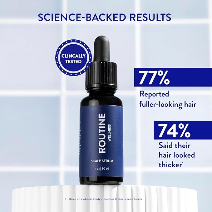 Routine Wellness Shampoo and Conditioner Set and Scalp Serum for Thinning Hair - DHT Blocker Women & Men - Color Safe Shampoo for Hair Loss & Healthier Hair - Rose Hips Set + Scalp Serum