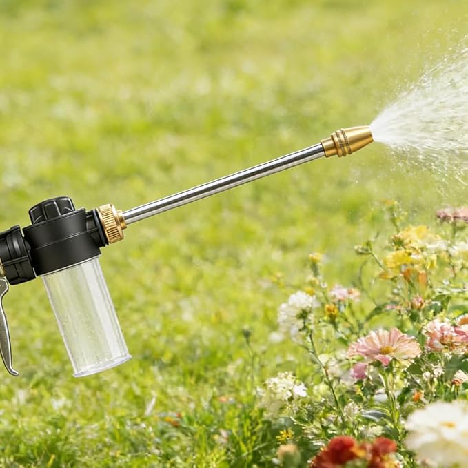 Garden Hose Nozzle with Soap Dispenser, High Pressure Water Nozzle with Adjustable Spray Patterns for Watering Plants, Car Washing, and Pet Showering (Foam Gun B)
