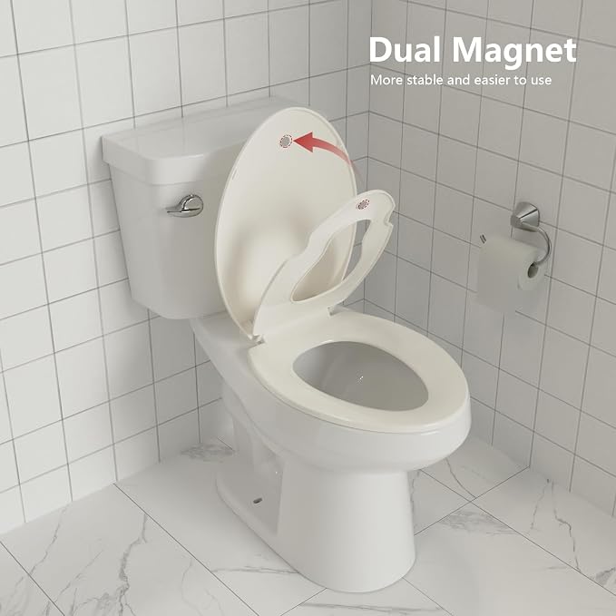 Garvee Toilet Seat with Potty Training Seat Built-In, Elongated Fit, Soft Close Lid, Slow Close Noiseless Design, American Standard Compatible
