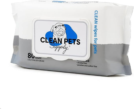 Unscented Pet Grooming Wipes Dogs Cats, Paws Face Body Butt | Unscented. Alcohol-free. Safe for cats & dogs.
