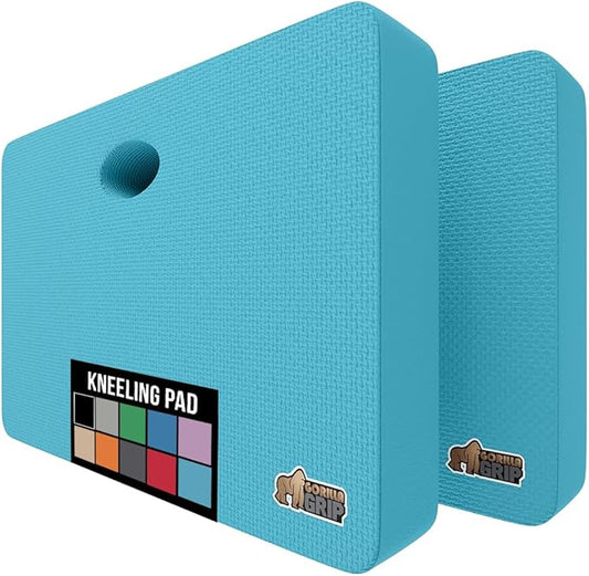 GORILLA GRIP Extra Thick Patent Pending Supportive Foam Kneeling Pad, 2 PK, Large Cushion Knee Pads for Gardening, Baby Bath, Dirt and Water Resistant, Workout, Garden Supplies, 17.5x11 Turquoise