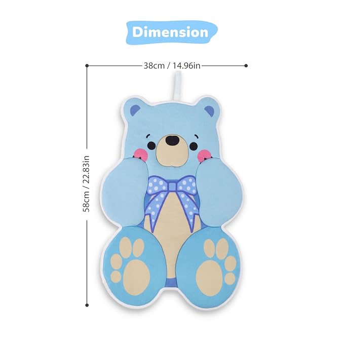 Original Bear Baby Bath Pad - Machine Washable Bear Seat Cushion for Infants 0-6 Months+, Anti-Slip Tub & Sink Pad, BPA-Free Blue Bath Essential