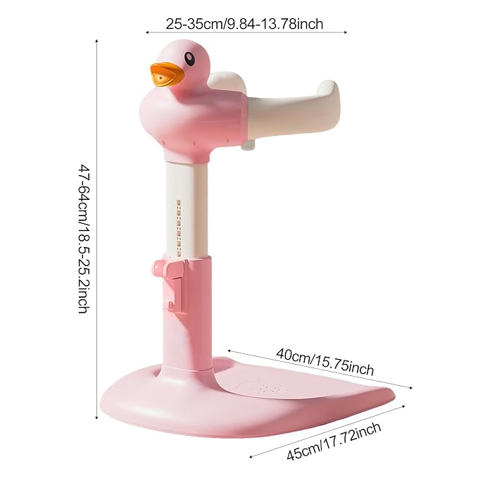 Baby Shower Stand with Anti-Slip Base, Adjustable Height Baby Shower Standing Support, Portable Toddler Bath Stand for Infants 6-36 Months, Toddler Stands up Shower (Pink)