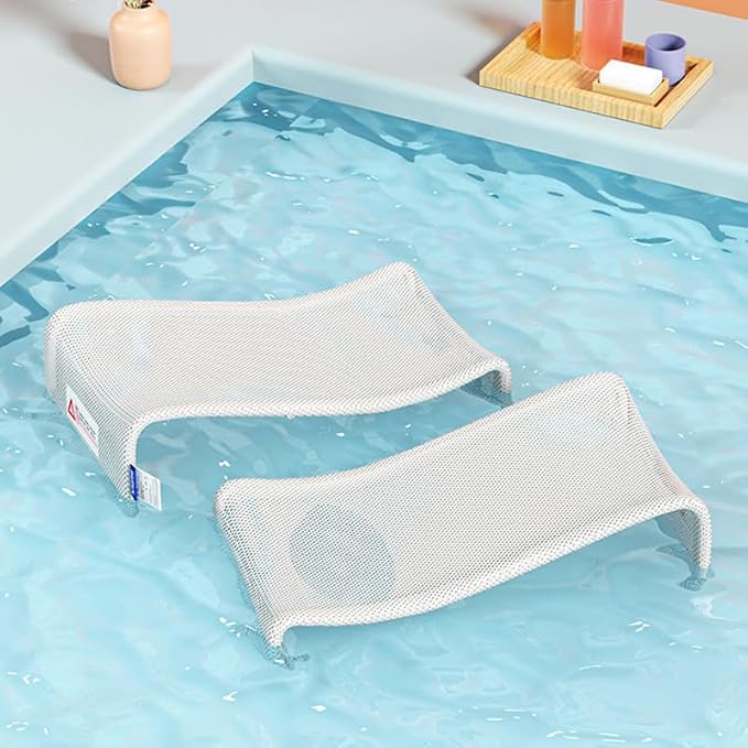ibasenice Baby Bath Support Net Mesh Seat Ergonomic Infant Bath Pad for Newborns and Toddlers 18.11X9.45X5.71 Inches Comfortable Non-Slip Bathing Aid for Baby Shower