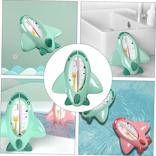 Portable Bath Thermometer Cartoon Plane Floating Water Temperature Tool Green for Newborn Safety and Accurate Readings