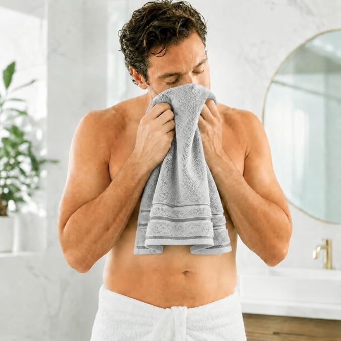 100% Cotton Bath Towel Set Pack of 6|500 GSM|Soft Large Bath Towel|Super Absorbent|Quick Dry|Ideal for Pool Home Gym Spa Hotel|Perfect for Daily Use|Bath Towel Set 27 x 54 Inches|L Grey