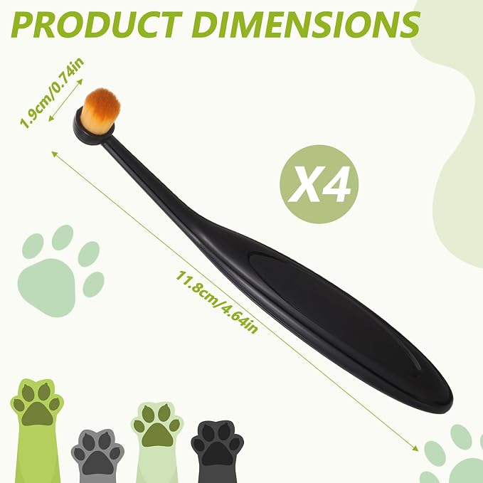Yuanchu Dog Cat Eye Powder Brush, 4 Pack Dog Tear Stain Remover Brush Washable Fiber Pet Tear Stain Remover Brush for Safely And Evenly Apply Tear Stain Powder Ergonomic Handle Long Tapered Bristles