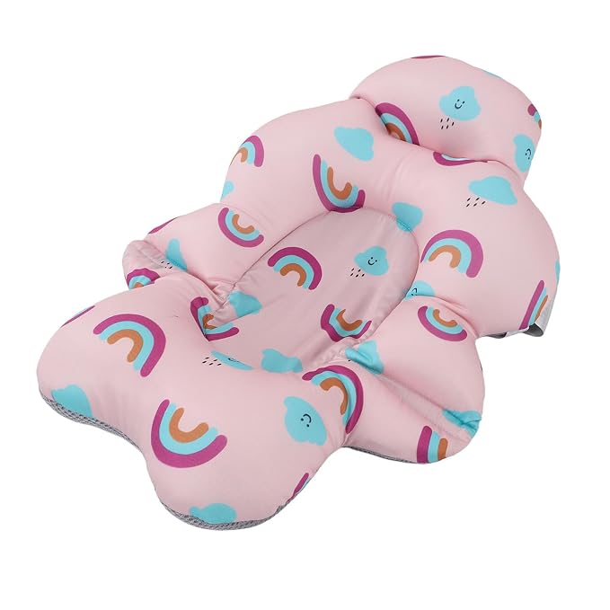 Rainbow Foldable Baby Bath Seat - Universal Floating Support Mat, Comfortable Cushion for Baby Bathtub
