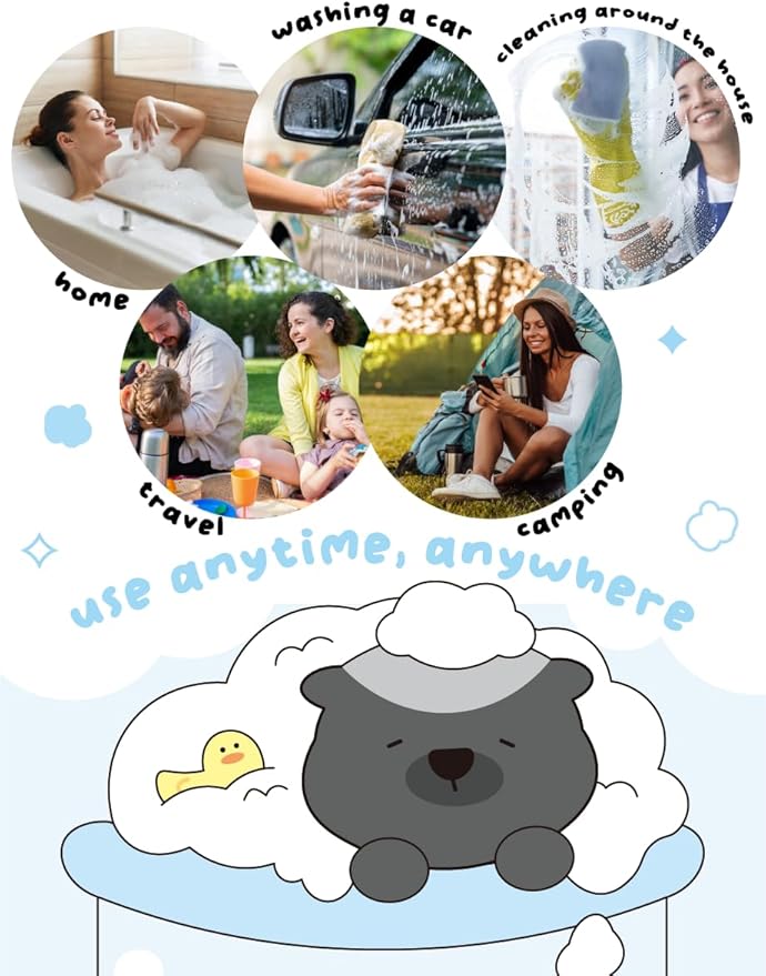 Disposable Bath Sponge White 24Pack / Easy to Carry Anytime, Anywhere/Travel, Camping, Clean Shower Supplies